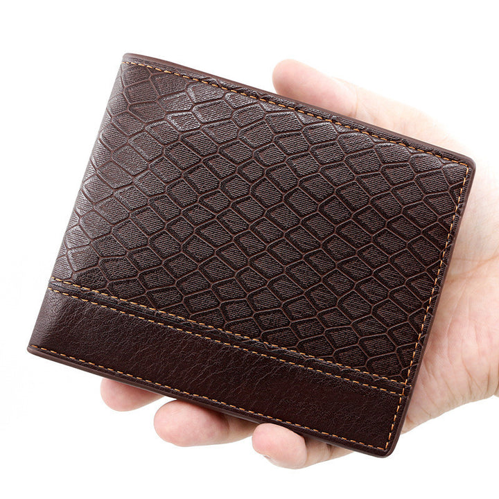 Moda masculina Gran capacidad Billetera de patrón de serpiente en relieve