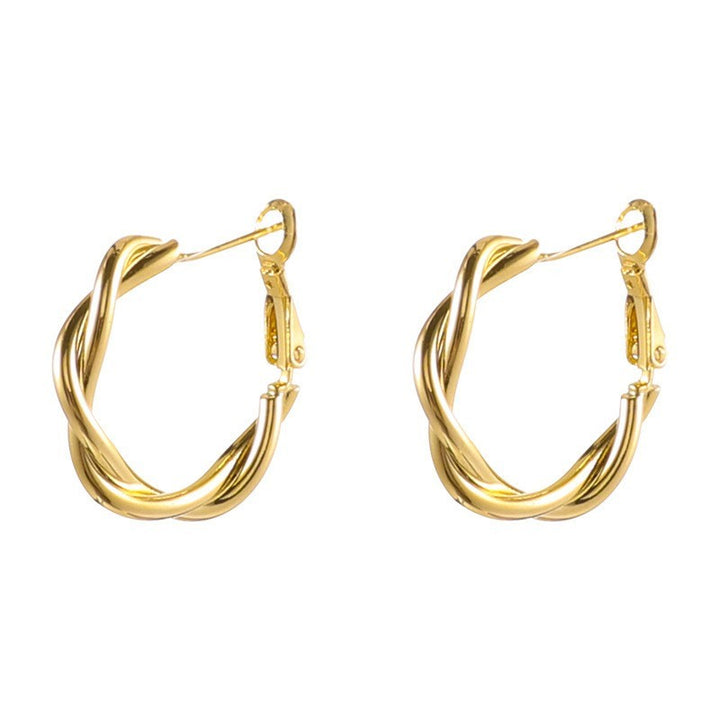 Gebratene Teigverdrehungen Strickstil Ohrringe Gold Kreis Frauen Vintage Ohrringe High -Class -Atmosphäre Ohrringe