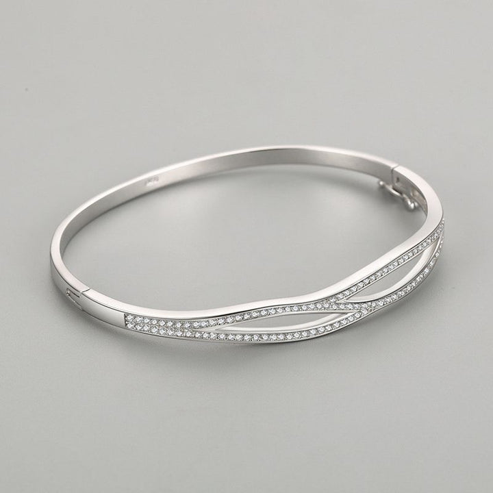 S925 sølvarmbånd Kvinners japansk og koreansk Simple Double Layer Cross Diamond