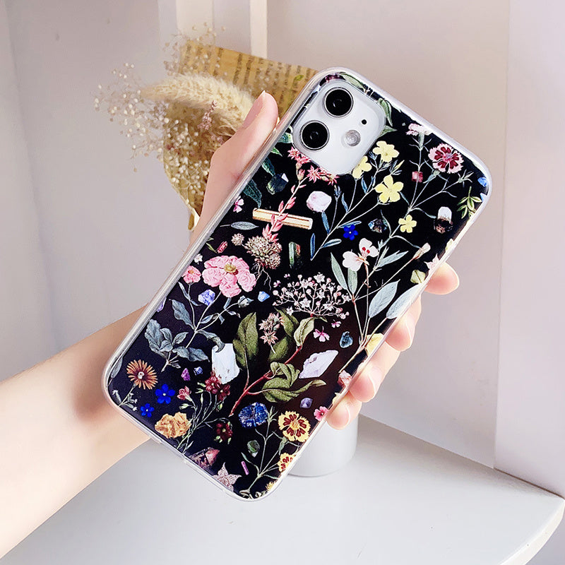 Compatible with Apple , Flower silicone phone case