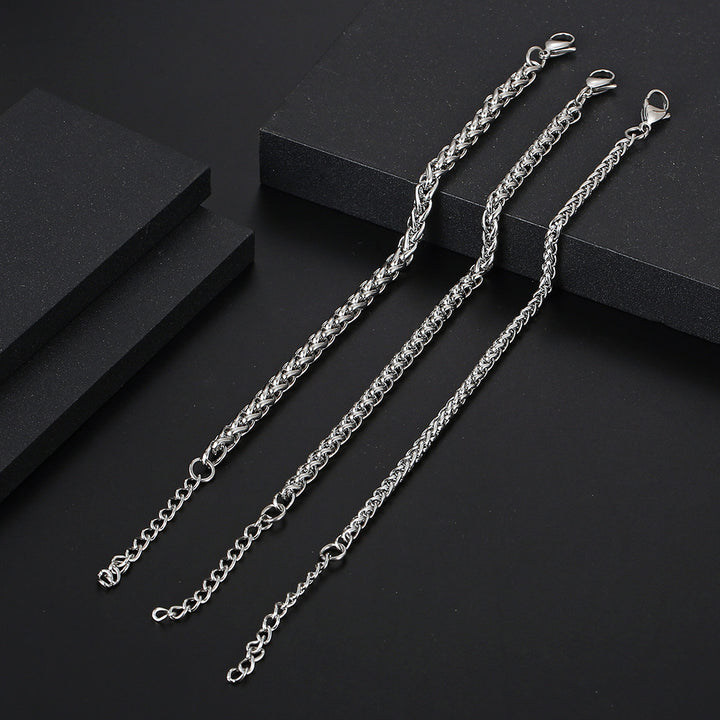 Титановые стальные браслеты мужские простые сотканные мальчики аксессуары