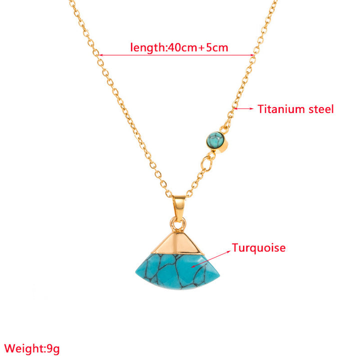 Retro Style Turquoise Leaf Titanium Steel Necklace