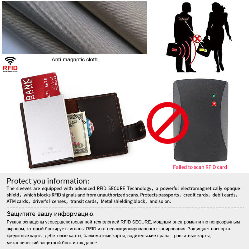 Automatisk pop-up RFID-korthållarkort Cover Anti-PoF Swiping Aluminium Alloy Card Package