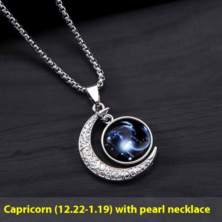 Titanium Steel Moon Pendant Twelve Constellations Necklace