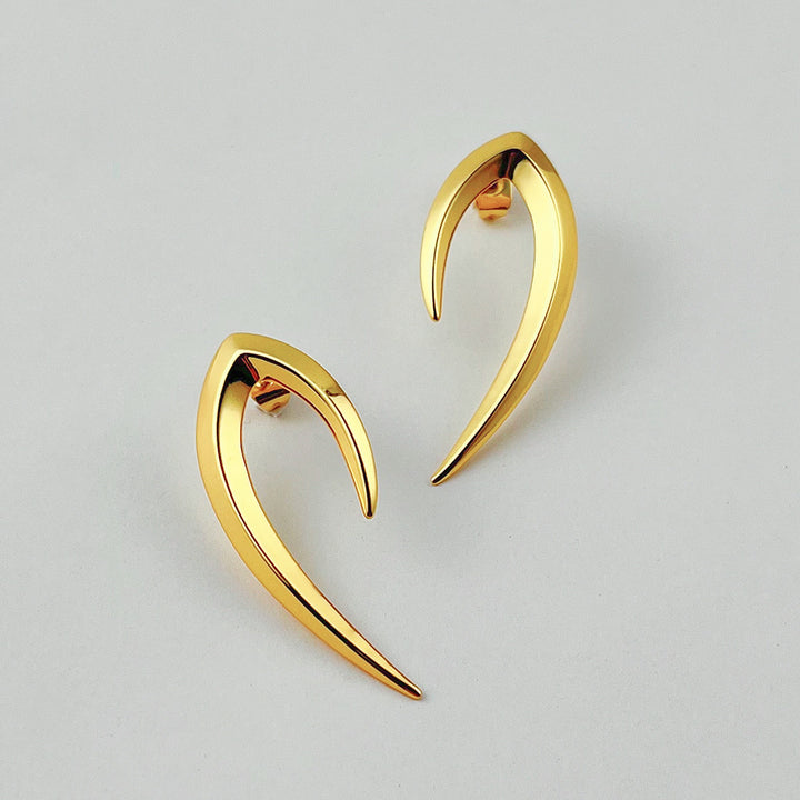 18K Gold Plating Brass Original Design Geometric Punk Sharp Cone Stud Earrings