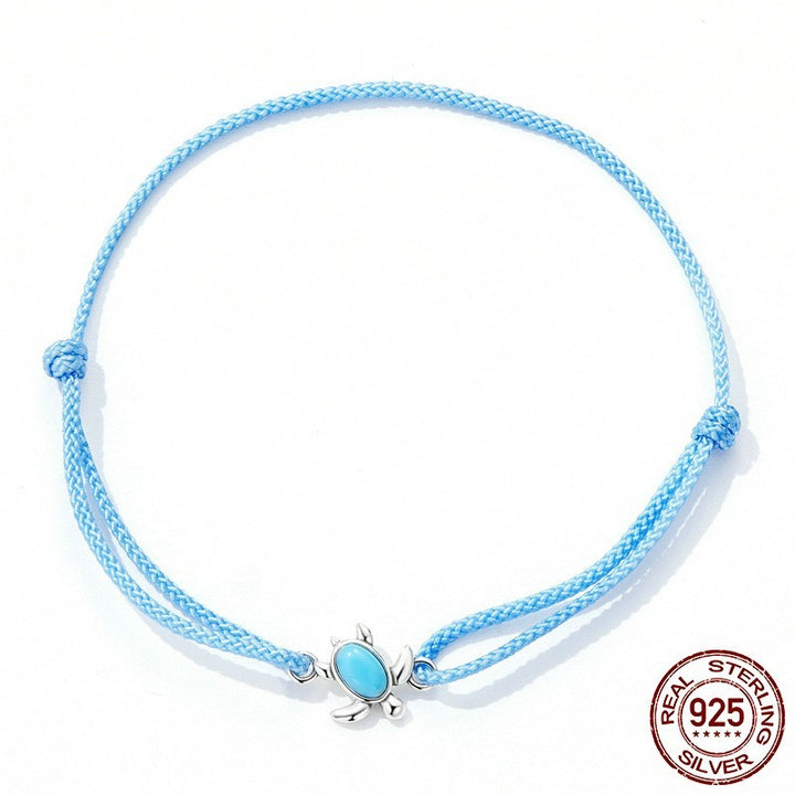 Bracelet de tortue bleu en argent sterling S925 Simple