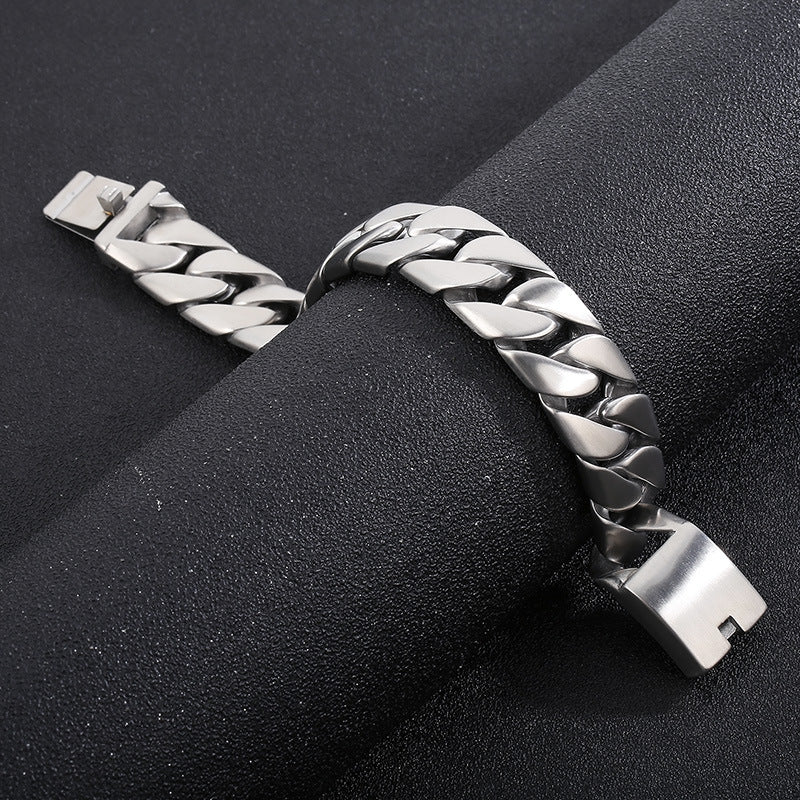 Fashion Titanium Steel Thin Cuban Link Chain Bracelet Stainless Steel Ornament