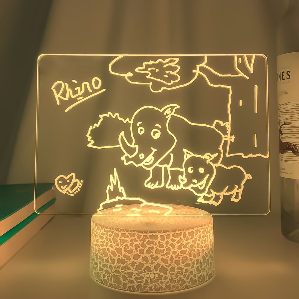 Tablero de mensajes acrílicos escritos a mano de luz 3D