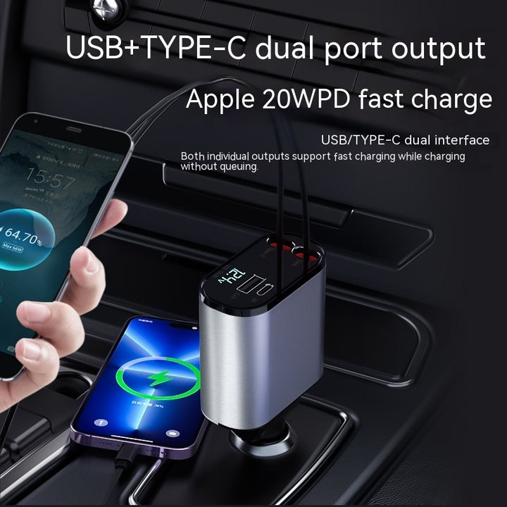 Digital Display Charging USB Adapter Cigarette Lighter One To Four
