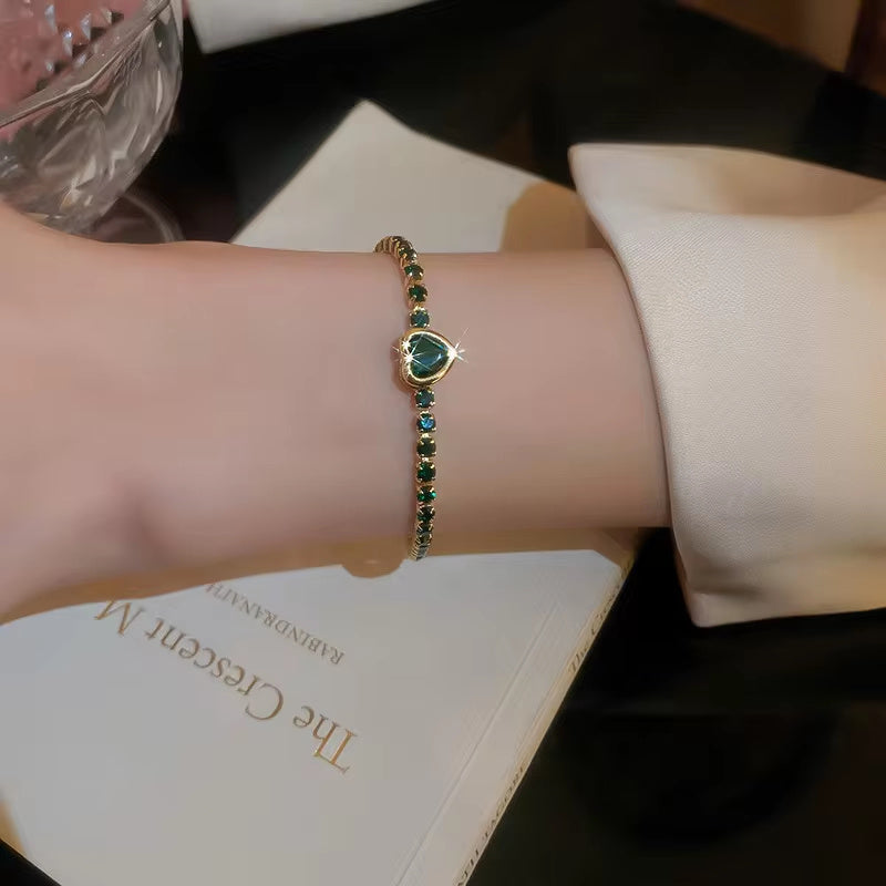 Joyas de moda Circón Pulsero cuadrado Geométrico Corea del Sur Fashion Fashion Heart Heart Bracelet Internet Light Luxury