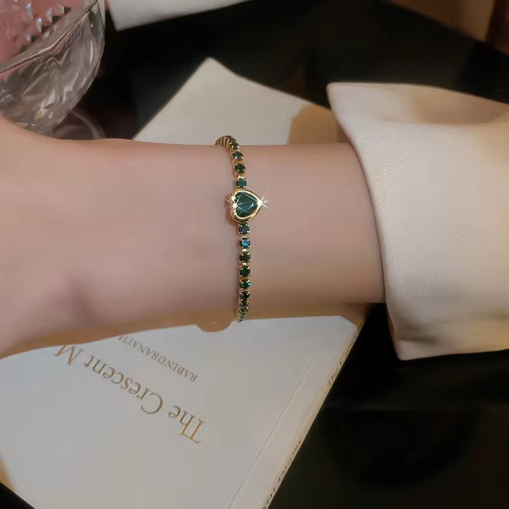 Mode sieraden zirkoon geometrische vierkante bracelet Zuid -Korea mode elegant hart armband internet beroemdheid licht luxe