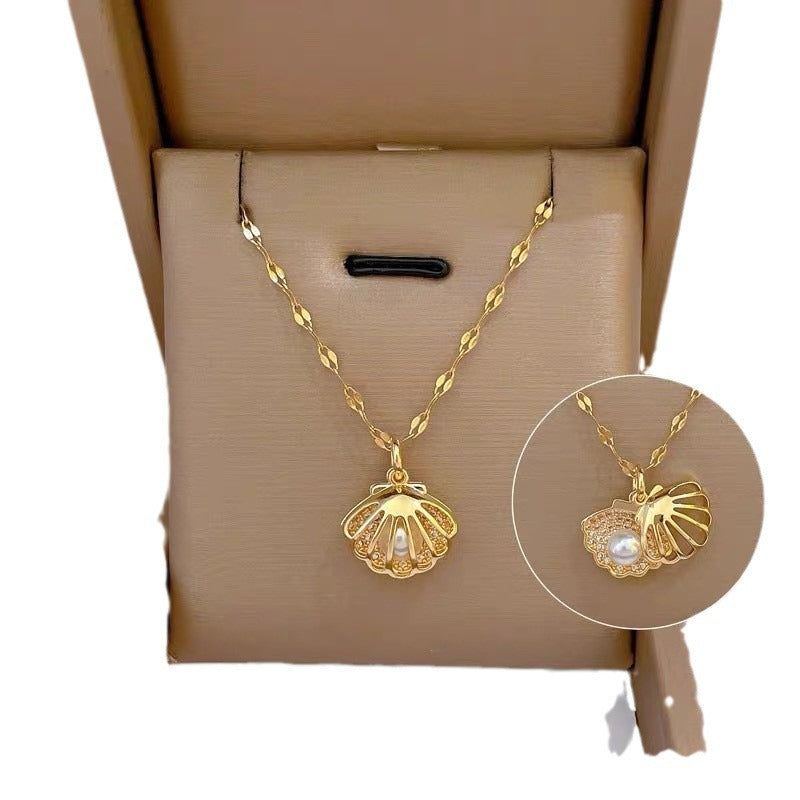 Copper Micro Inlay Pearl Vintage Adjustable Necklace