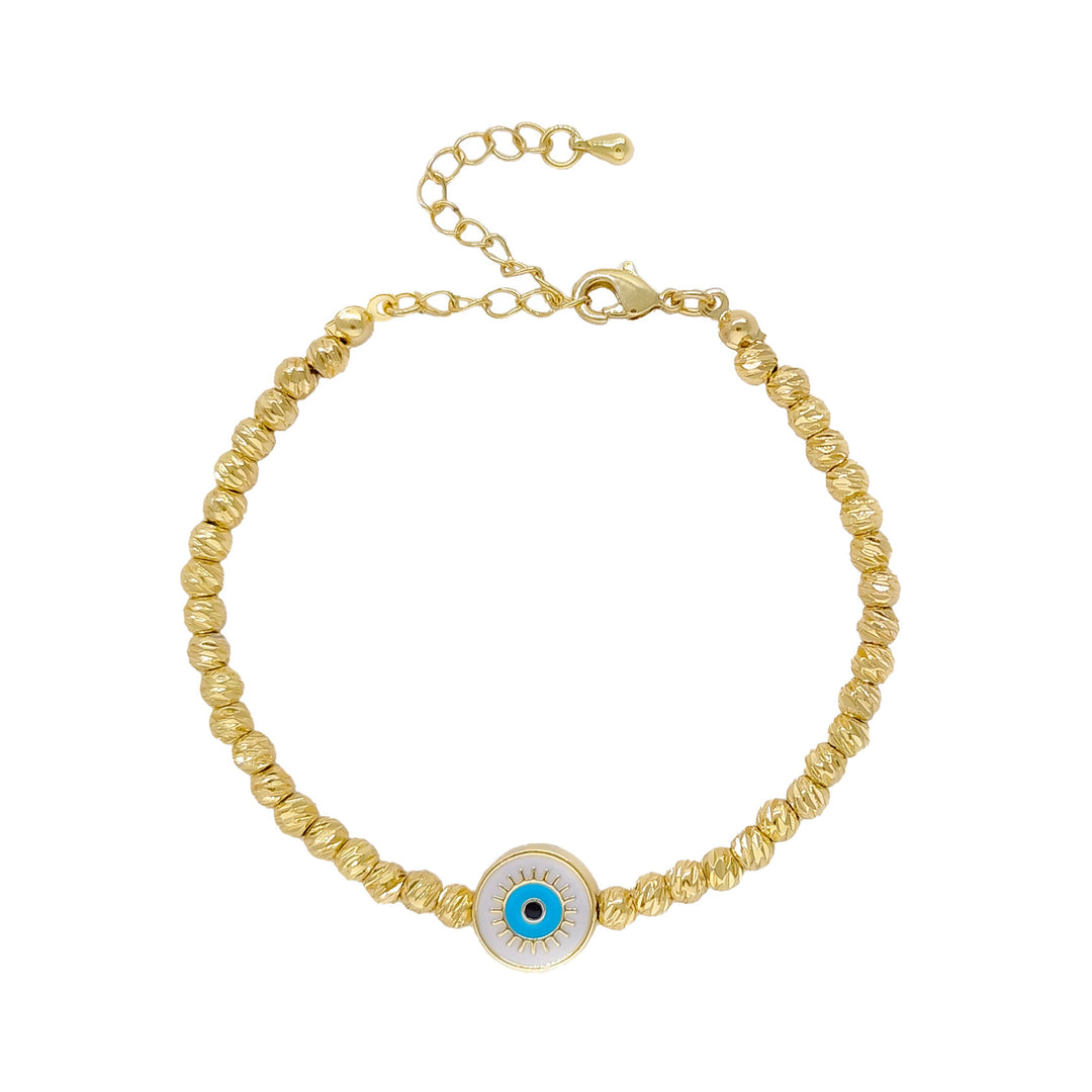 Kralen 18K koper-vergulde goud gelukkige blauwe ogen armband