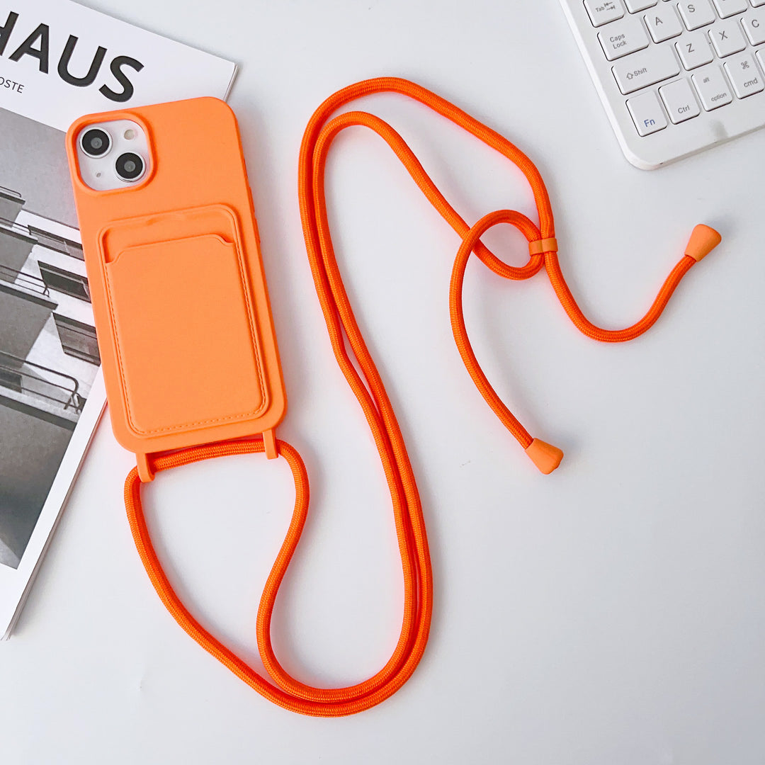 Geïntegreerde kaarthouder kruislichaam lanyard telefoonhoesje siliconen kleur beschermend cover