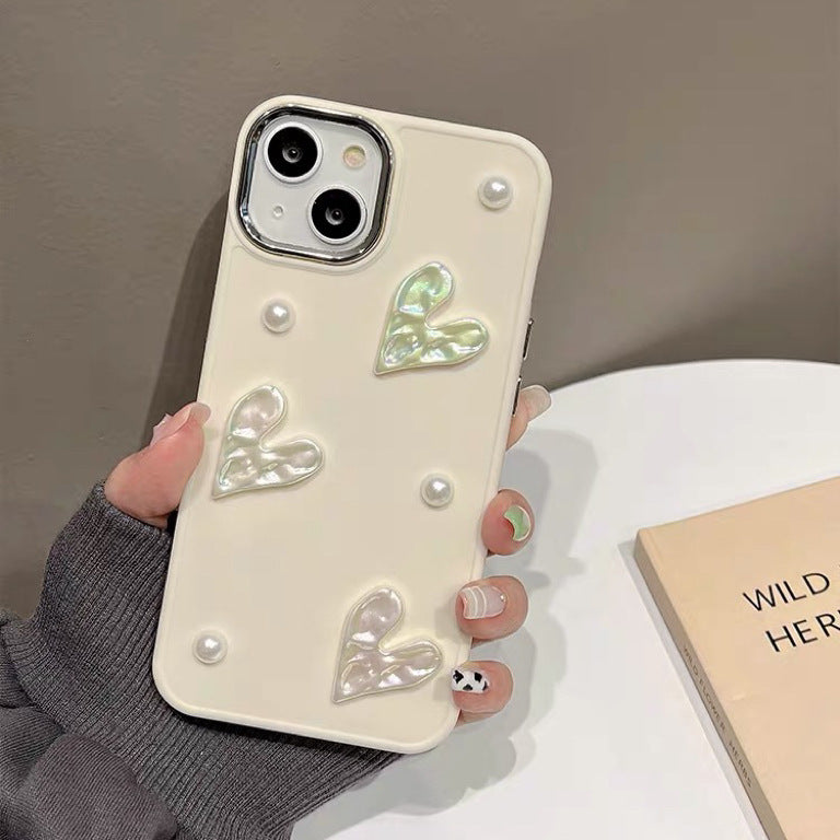 Milky White Cute Piccola Piccola perla piena di perle Phone Shell