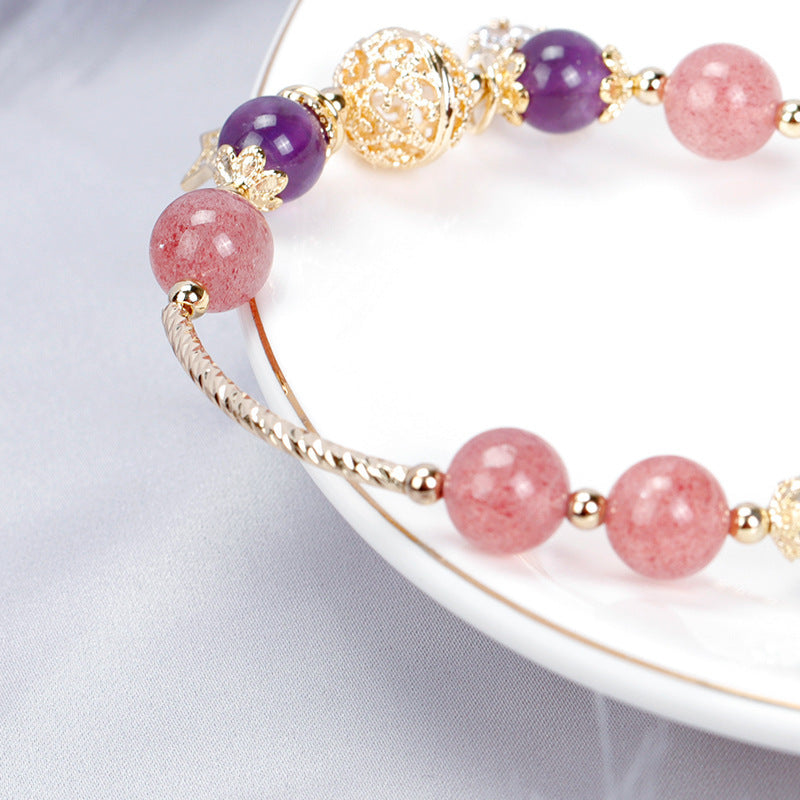 Bardo Crystal Armbånd Strawberry Quartz White Moonlight