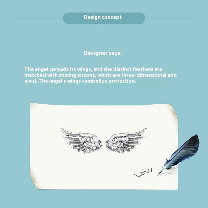 Aifule Cross-border Hot Selling Wholesale Angel Wings Wings Light Luxury Feather Studs Earrings