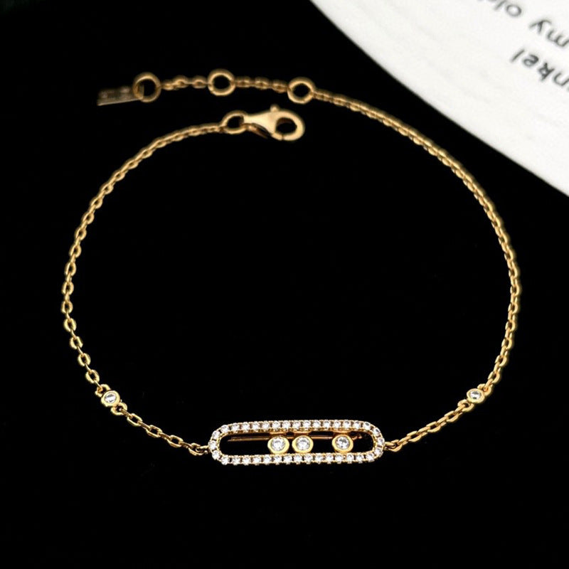 S925 Plated 18k Geometric Diamond Bracelet For Women