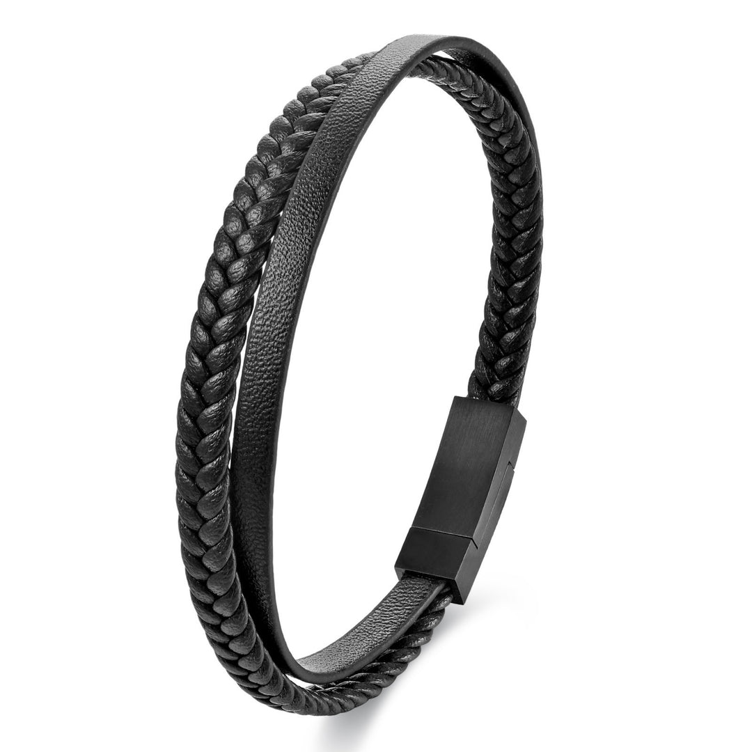 Herren -Lederseil Edelstahl Paar Lederarmband