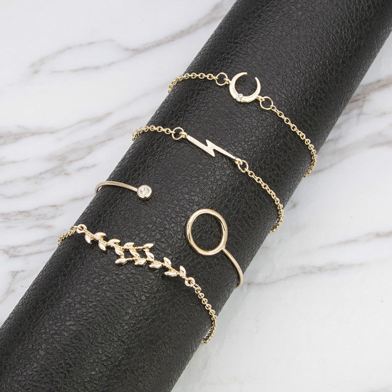 Bijoux de mode de style européen et américain créatif Nouvelles feuilles de bracelet de bracelet féminine Lights Lightning