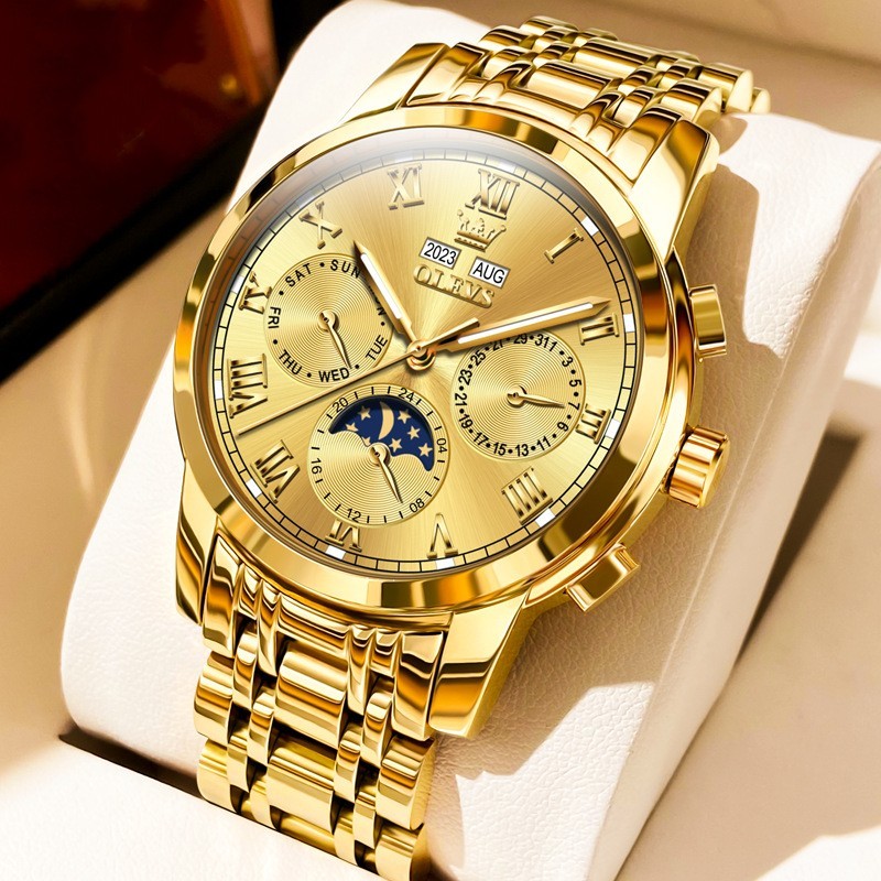 Multifunctional Moon Phase Automatic Mechanical Watch Waterproof Watch