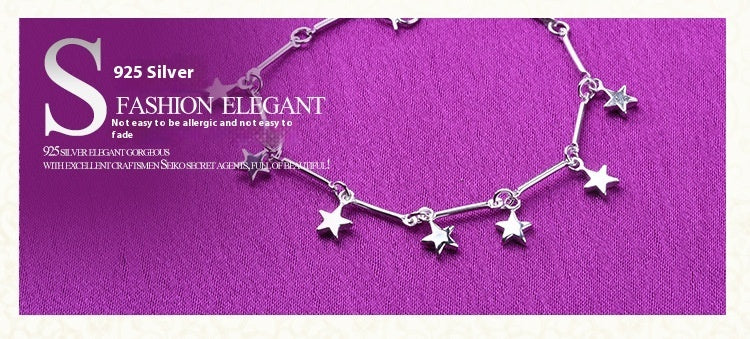 Women's Silver Anklet Bamboo Star Five-pointed Star Silver-plated Bracelet