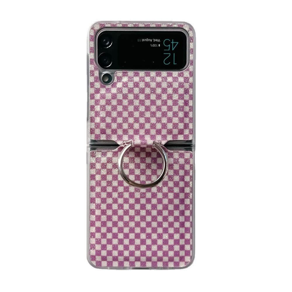Foldable Screen Plaid Ring Phone Case