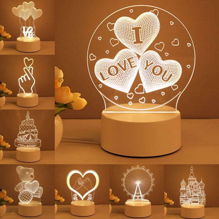 3D -Lampe Acryl USB -LED -Nachtleuchten Neonschild Lampe Weihnachtsdekorationen für Raumdekor Valentinstag Geschenke