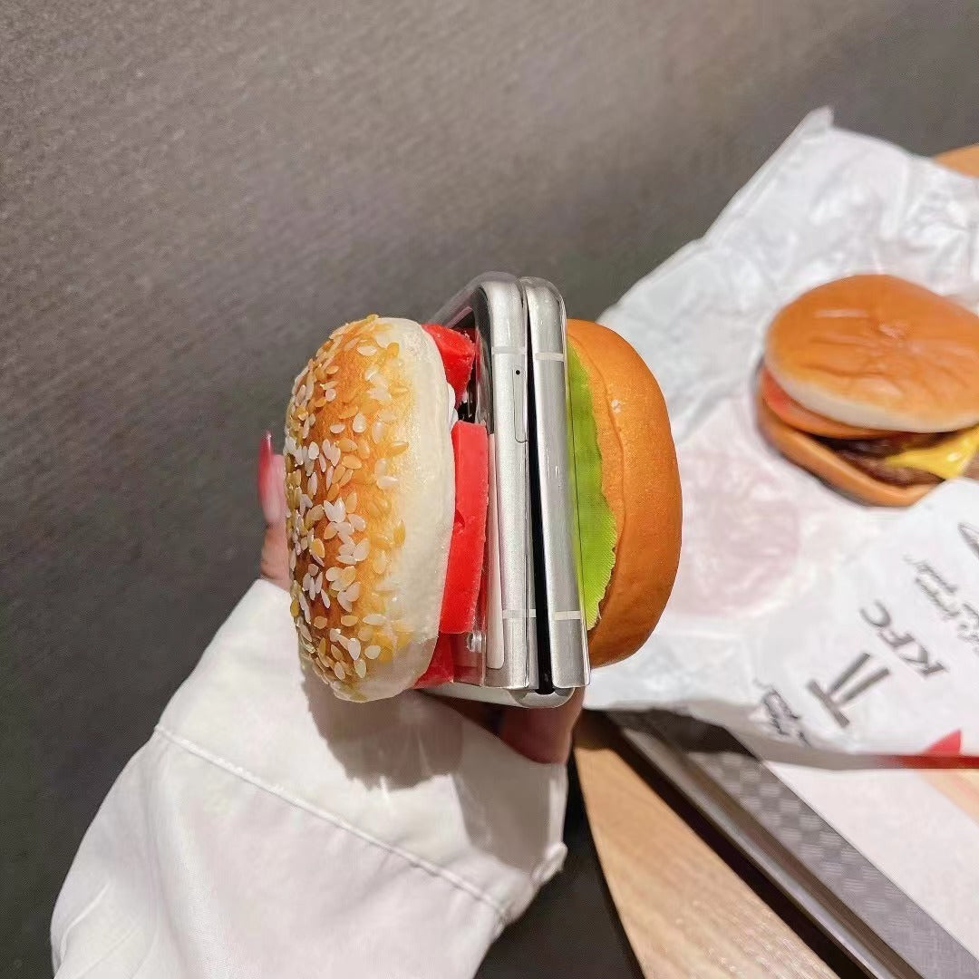Parodi stereo hamburger katlanır ekran telefon kasası sevimli