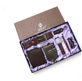 Männer Geschenkanzug exquisite Verpackung Watch Belt Biege Brieftasche Einfacher Kombination Anzug