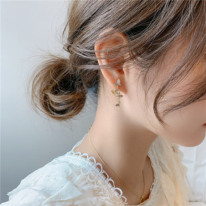 Kvinners temperament Koreanske sommerfugl øreringer med diamanter