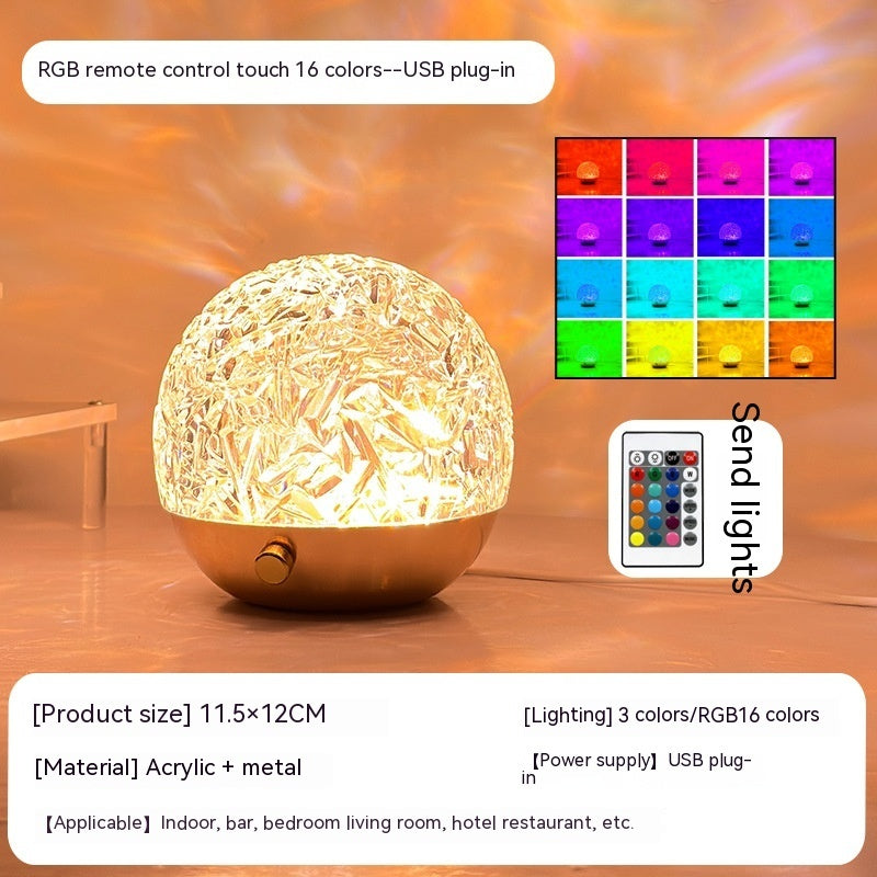 New Water Ripple Projector Night Light Crystal Mood Lamp Bedside Home Bedroom Decoration Aesthetic Christmas Gift Sunset Lights