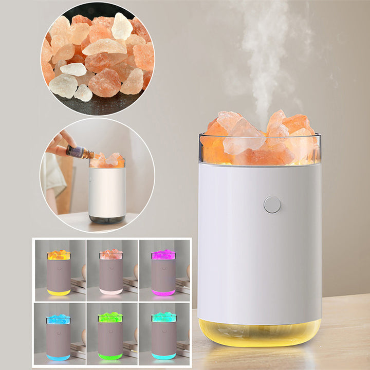 Umidificator de aer Cristal Salt Stone Desktop Aromaterapie Ulei esențial Difuzor cu ultrasunete cu LED Lampă dormitor pentru casă Humidificator