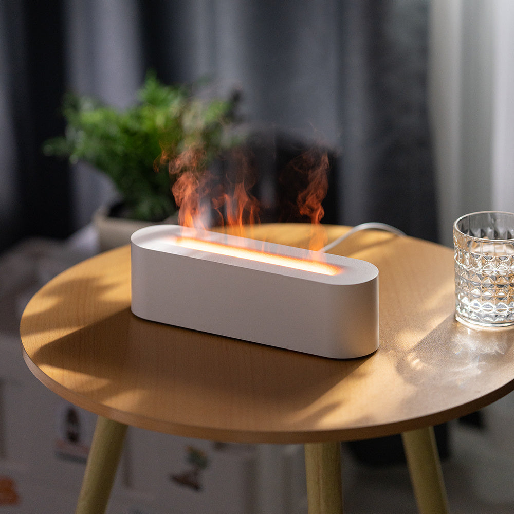 Иновативен симулиран леден огън Студен пламък Етерично масло дифузьор 150ml Тежка мъгла овлажняващ въздух Цветна атмосфера светлина