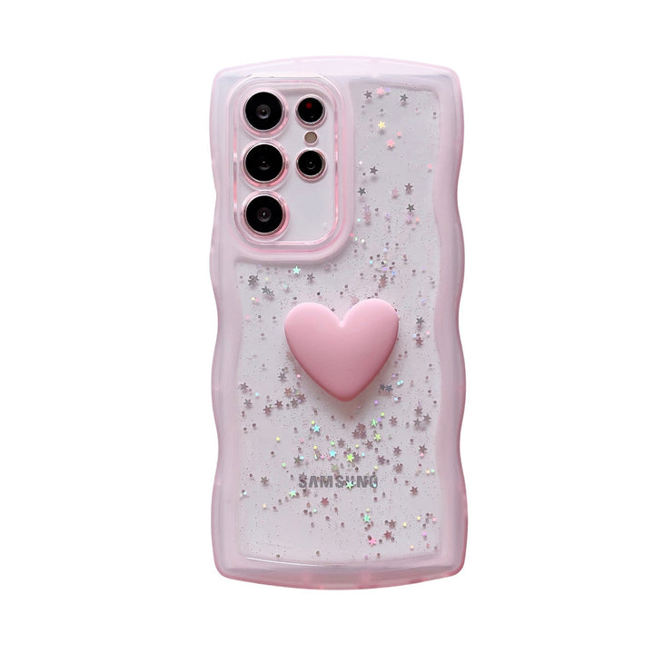 Love Drop Adhesive Transparent Wave Pattern Phone Case