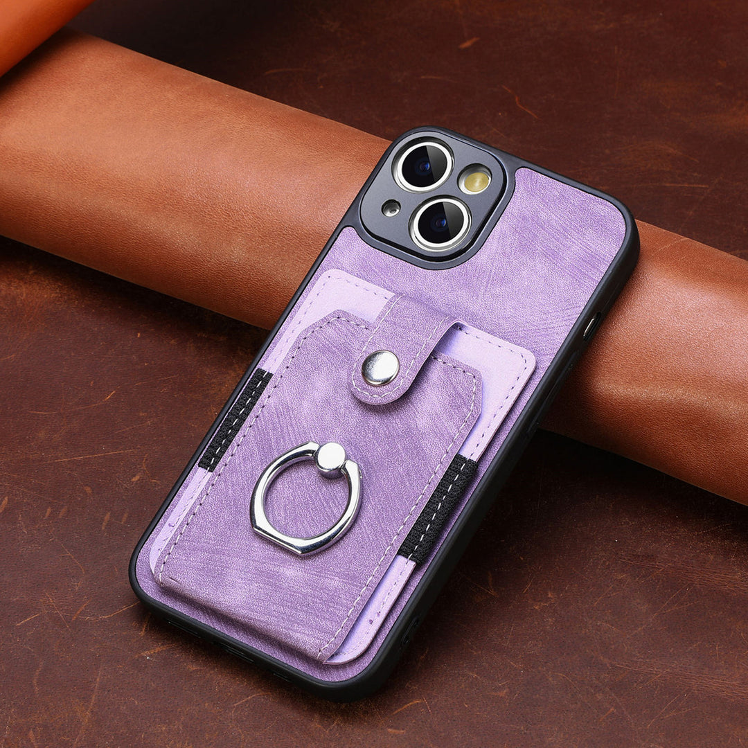 Carte pack de téléphones mobiles en cuir Pure couleur rétro