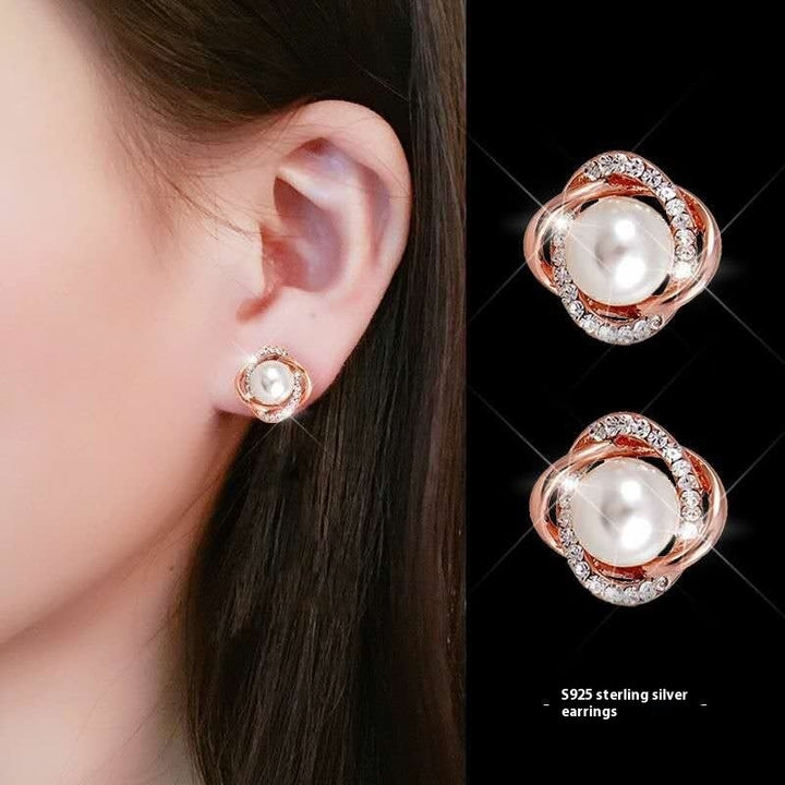Tente de tempérament des goujons d'oreille élégants de type perle de type rose