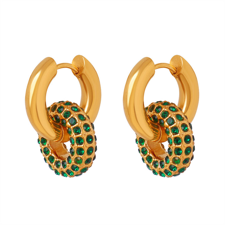 Hochwertige leichte luxuriöse Persönlichkeit Titanium Stahl vergoldete Diamant runde vielseitige Ohrringe