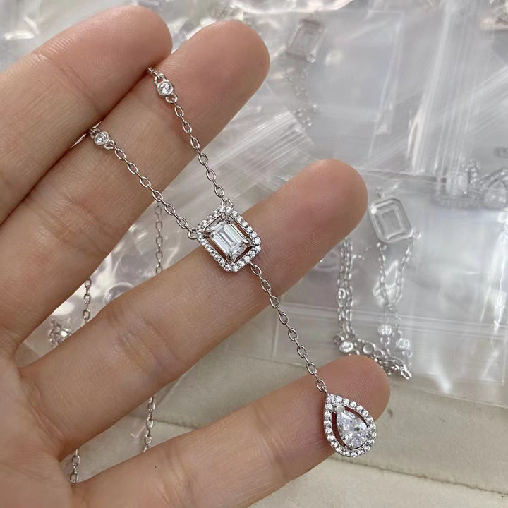 Rózsa arany magas szén gyémánt vízcsepp szikla cukorkák nyaklánc a nők számára