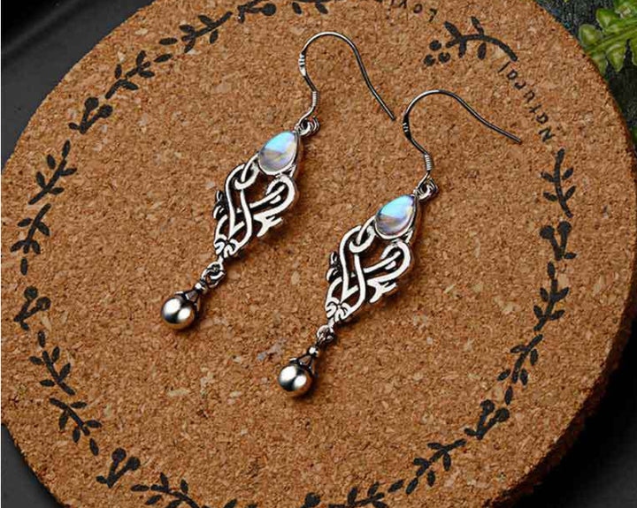 Inlaid Colorful Moonstone Earrings Ladies