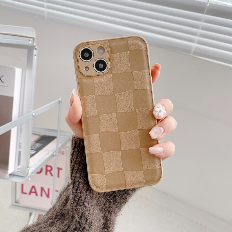 Chessboard Plaid Leather Pattern Phone Case Drop-resistent beskyttelsesdeksel