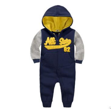 Baby onesies autumn and winter baby clothes baby plus velvet hood long-sleeved romper romper children's clothing