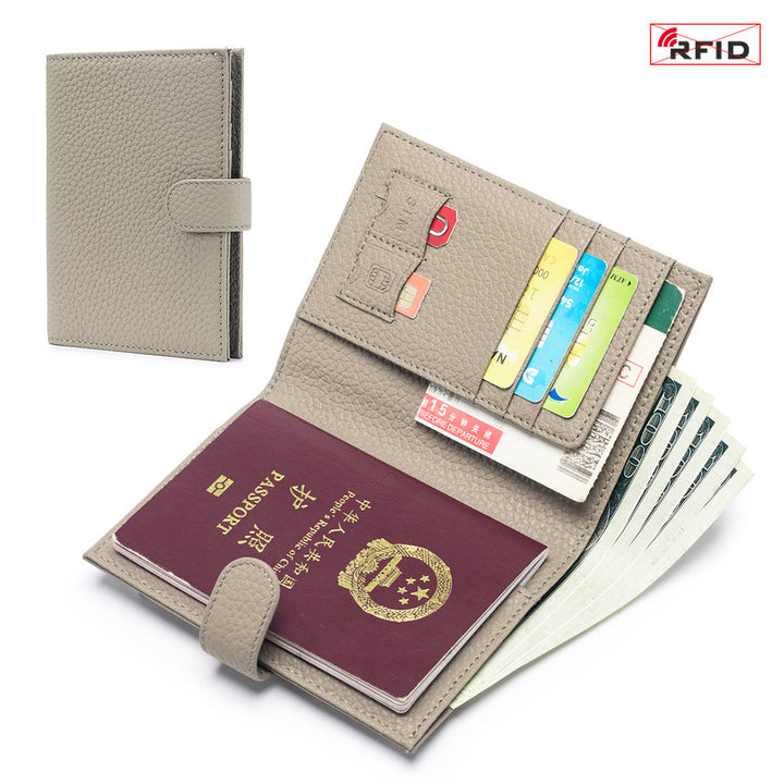 Bolsa de pasaporte de cuero Rfid Multifuncional