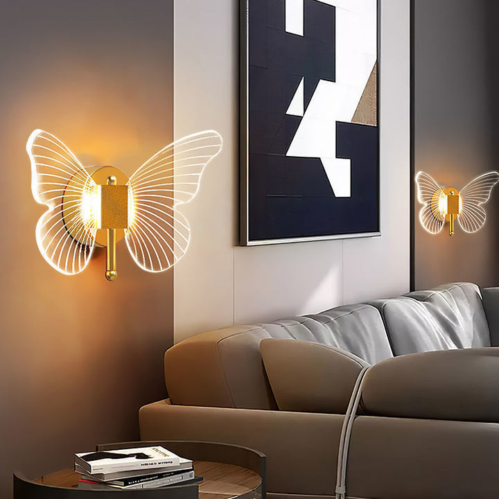 Lampe murale de papillon clair de luxe de luxe décoration chaude