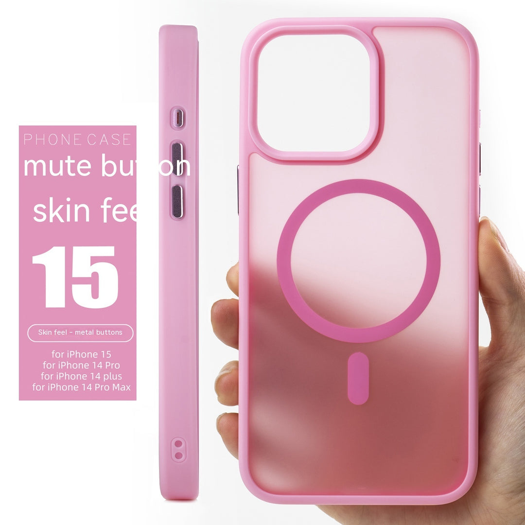 Mute Key Skin Feeling Phone Case Cherry Blossom Color Magnetic Suction