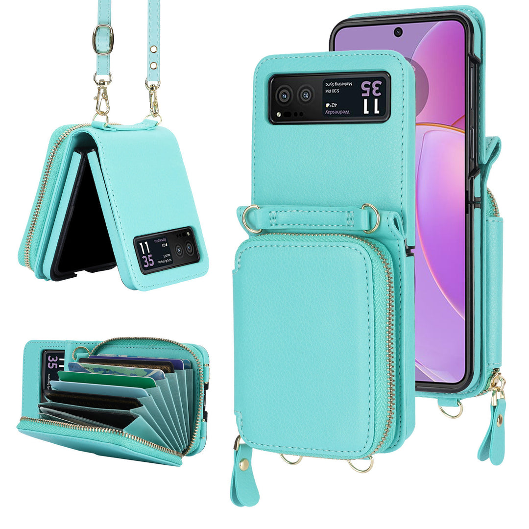 Suitable For ZFlip6 Litchi Pattern Foldable Screen Phone Case Wallet