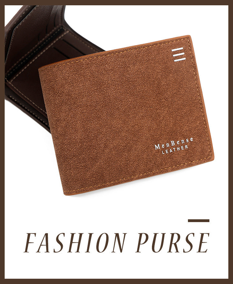New Personalized Men's Short Wallet Fashion Silk Screen Wallet Men's Frosted Clutch Wallet