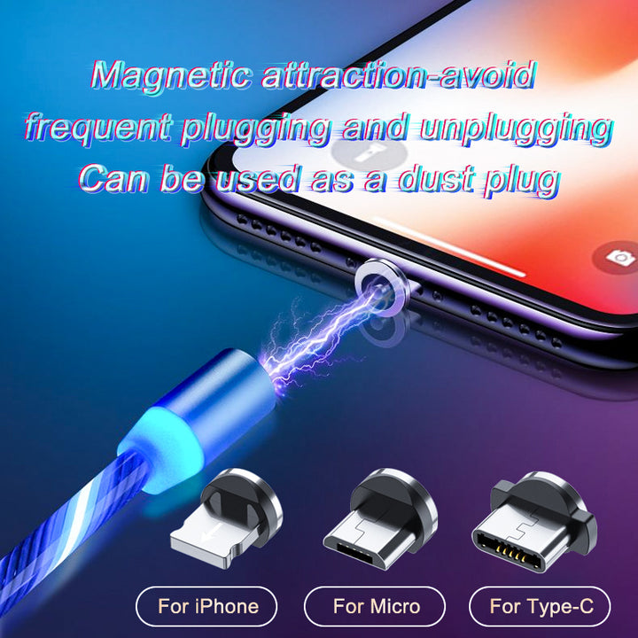 Magnetische oplaadkabelstreamer snellaad kabelverlichting Micro USB-kabel LED-magneetlader Type-C-kabel
