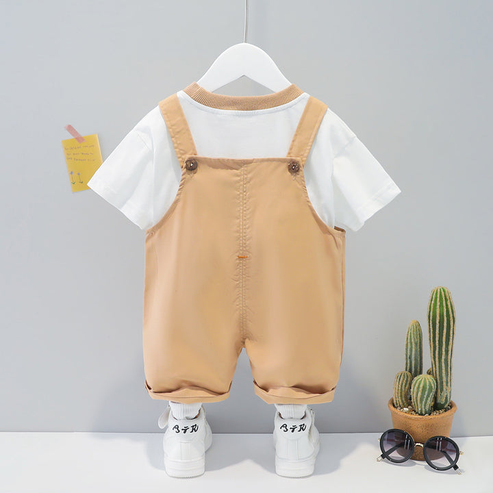 Vêtements pour enfants hommes et femmes bébé dessin animé d'été bourse courte salopette à manches courtes