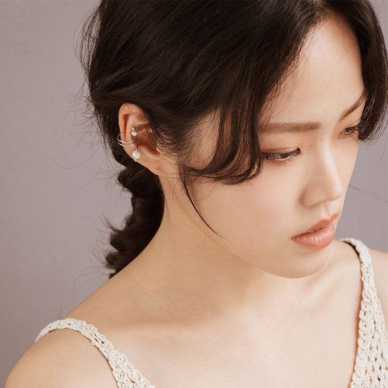 Linie minimalistă Pearl Ear Ear Clip Design Cercei de perle